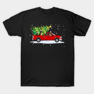 Red Truck Merry Christmas Tree German Shepherd Christmas T-Shirt